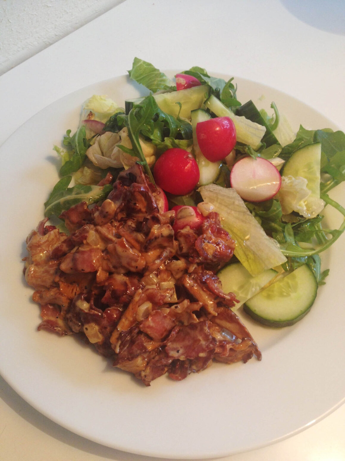 kantareller med bacon