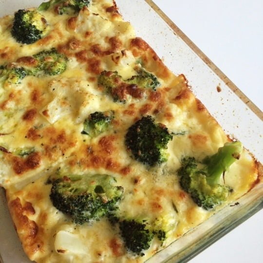 Broccoli och blomkålsgratäng