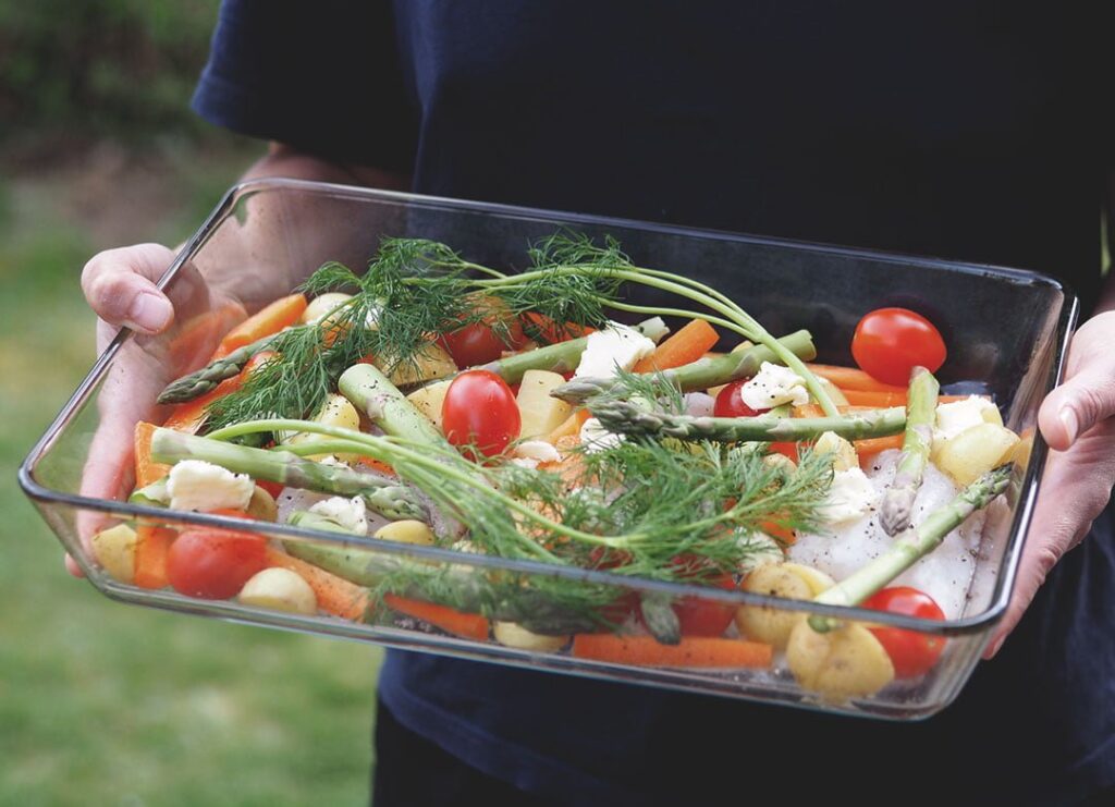 torsk i ugn med grönsaker