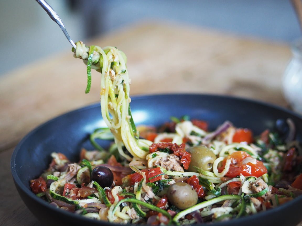 zoodles tonfisk tomat zucchinirecept