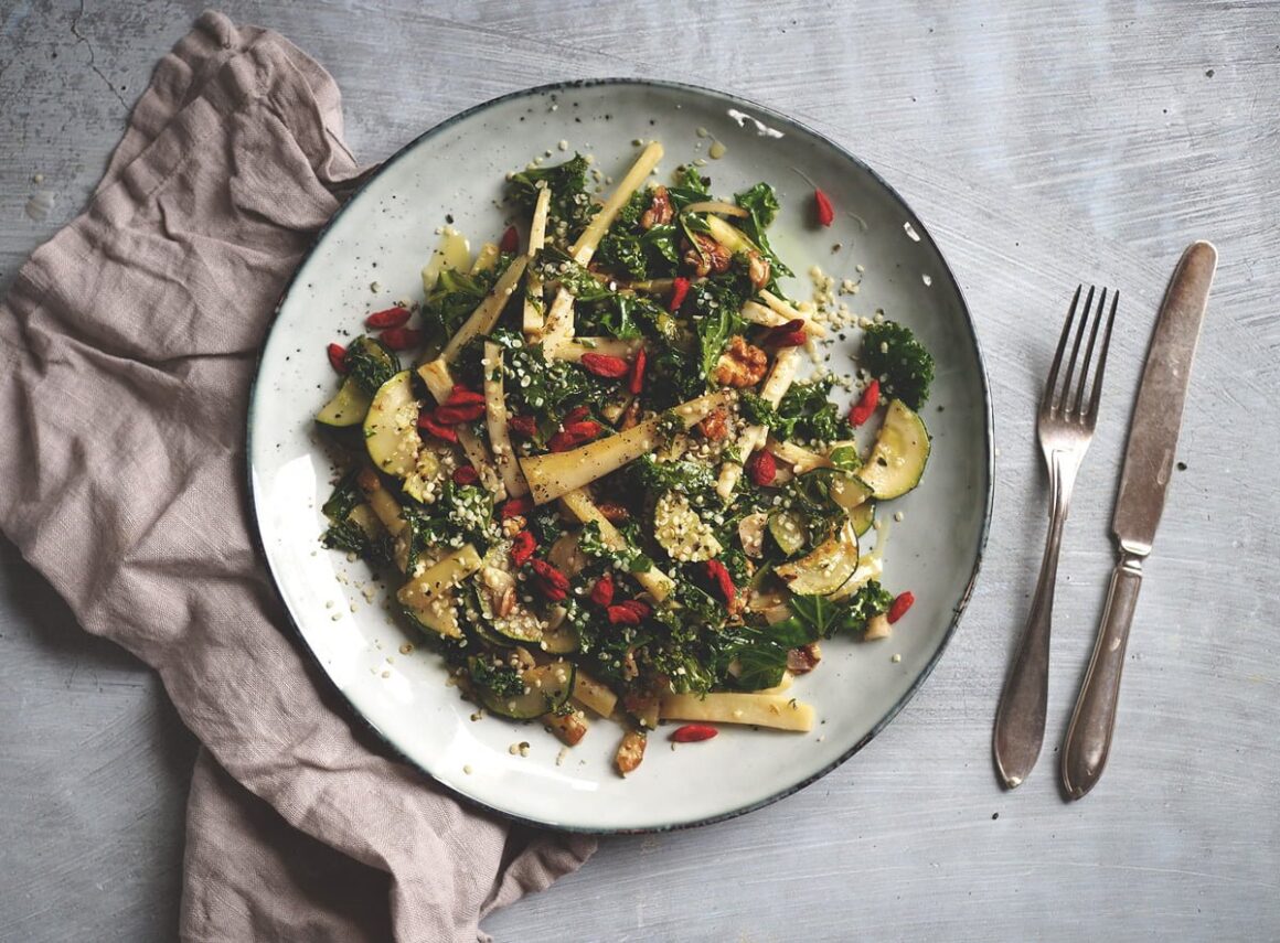 varm sallad med grönkål