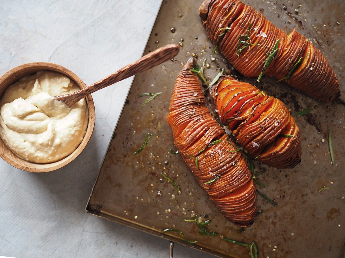 hasselbackspotatis på sötpotatis