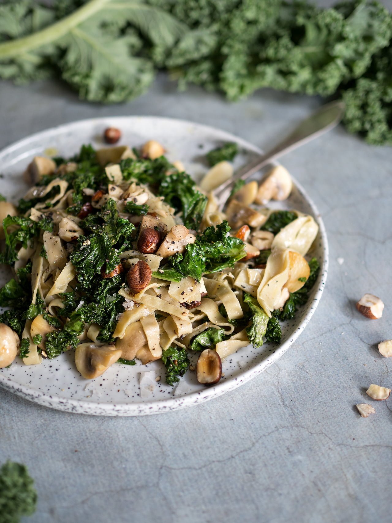 bönpasta med grönkål svamp