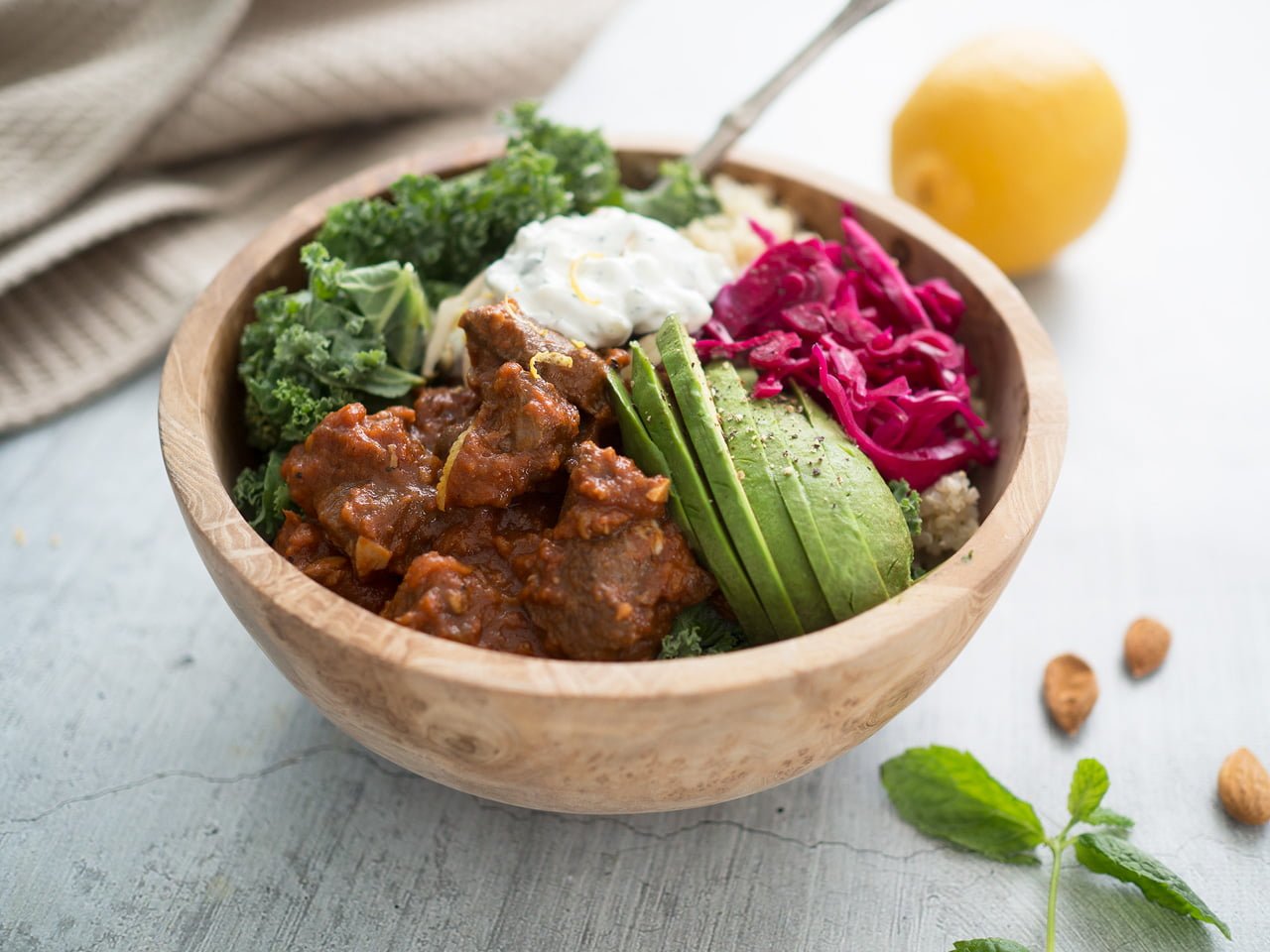 lammgryta quinoa myntayoghurt