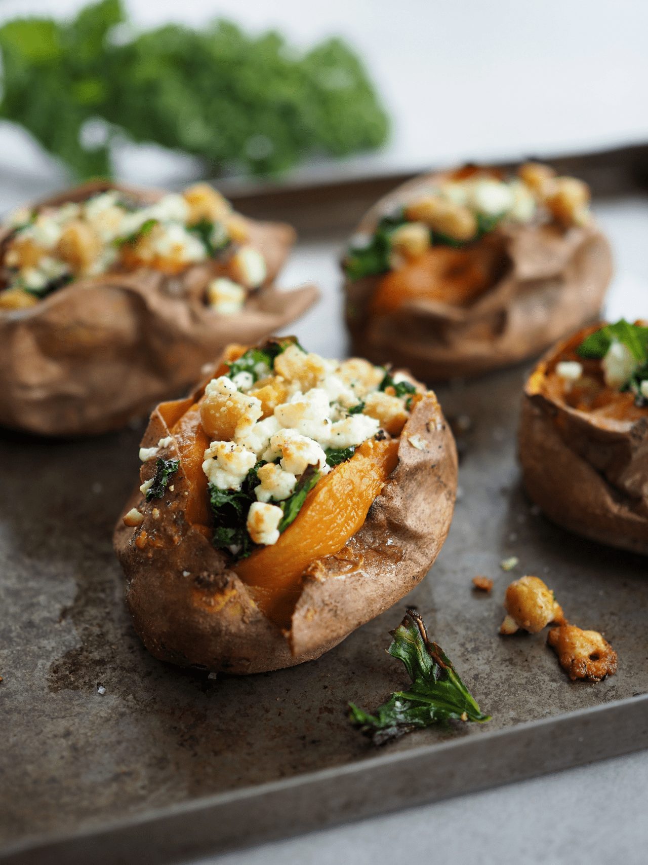 fylld bakad sötpotatis
