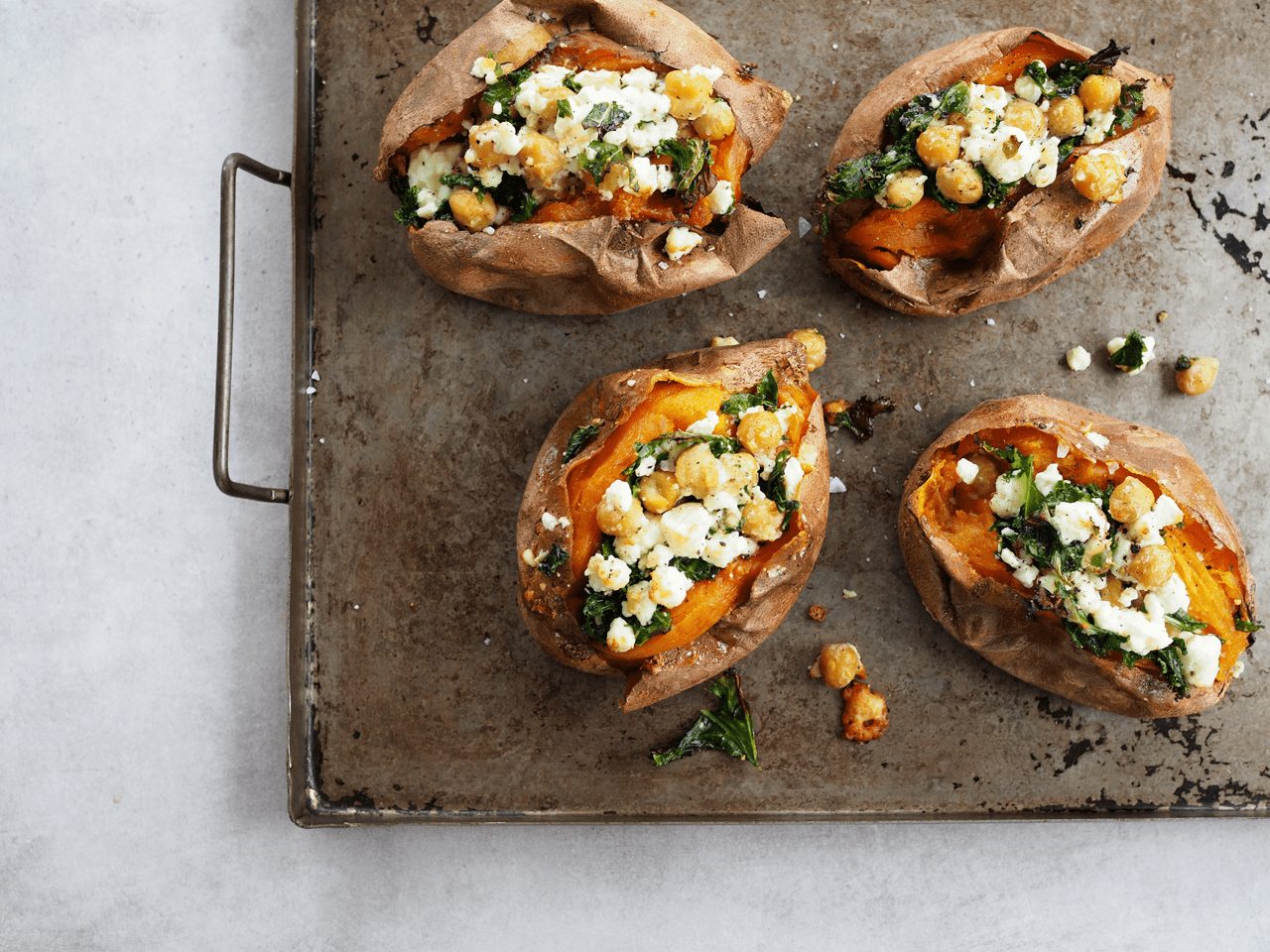 fylld bakad sötpotatis