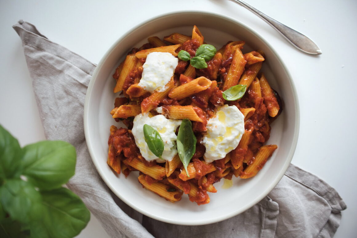 Glutenfri pasta med burrata