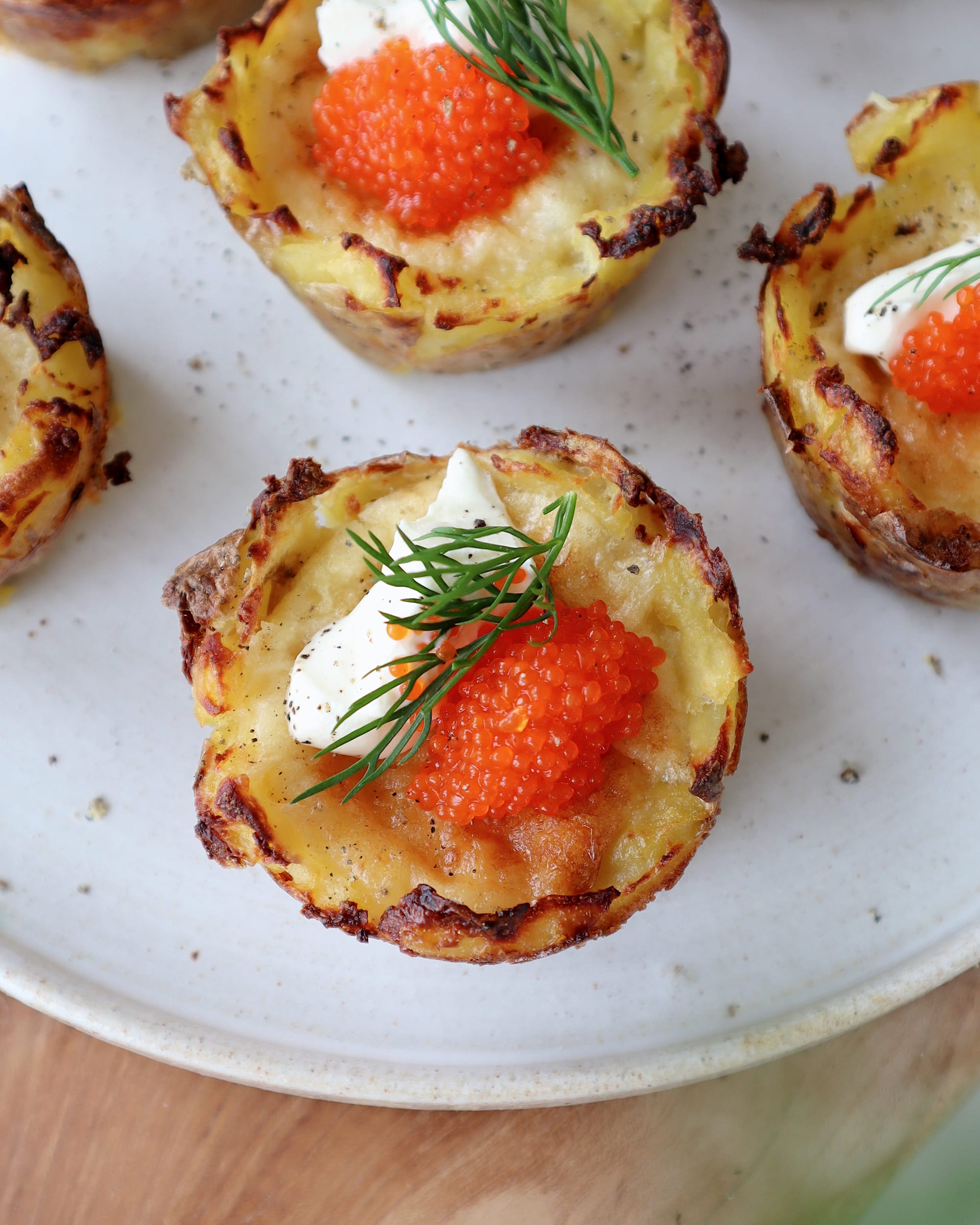 glutenfria Mini ostpajer i potatisbotten